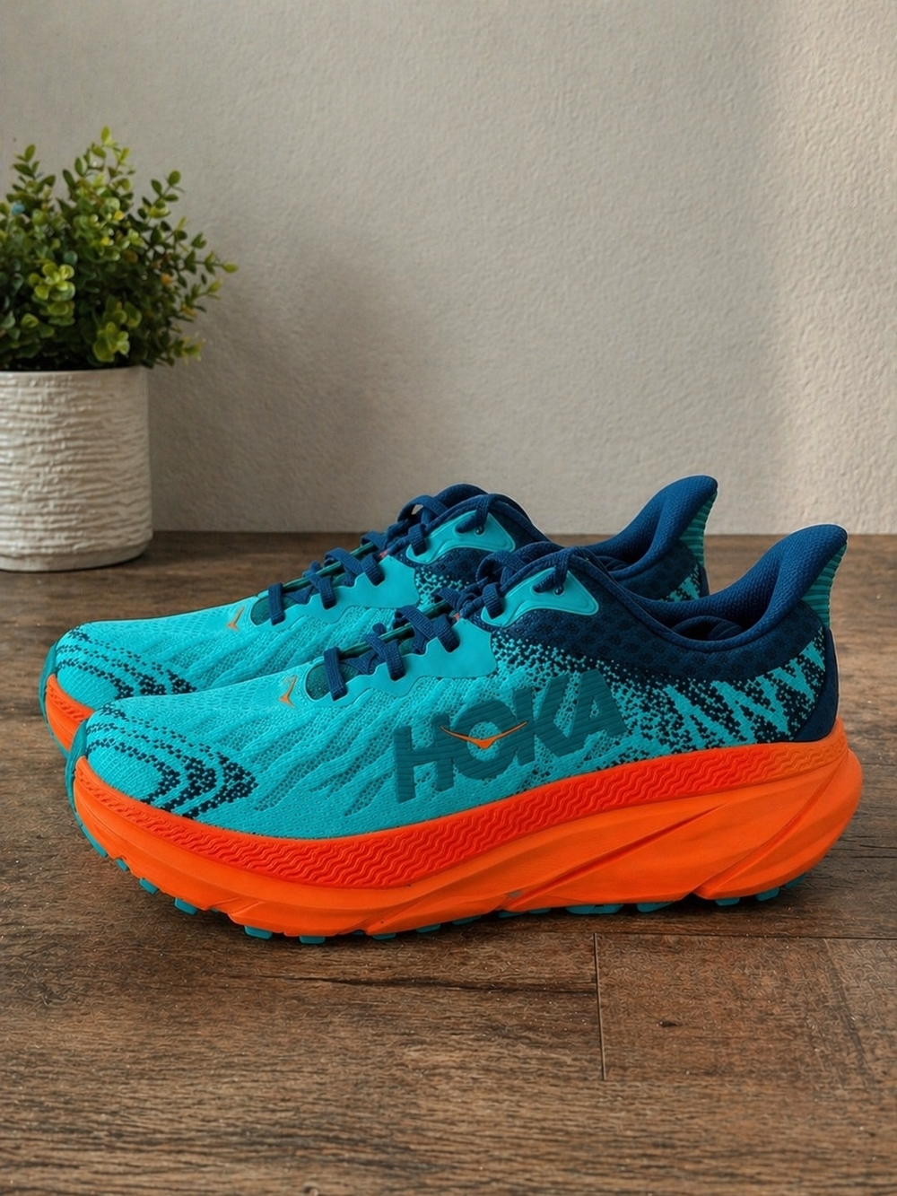 Hoka Teal and Orange Athletic Running Shoes -SOLD-